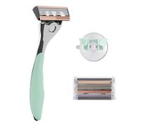 FFS Beauty Women’s Razor Kit - Premium Olive Handle, 2 Sharp and Durable 6-Blade Vegan Razor Cartridges & Matching Shower Holder