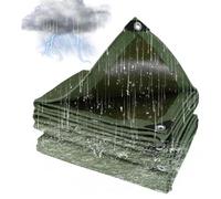 Ffsaacol Canvas Tarp Waterproof Tarp Thicken Tarp Sheet Cover with Reinforced Grommets, Multipurpose Tarpaulin Cover, Tarp Canvas Ripstop Rainproof Green, 5x6ft/1.5x1.8m