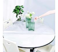 Ffsaacol Clear Heavy Duty Plastic Table Cover, Transparent Plastic Table Protector Water Proof, Wipeable, Oil-Proof, Round PVC Tablecloth Cover for Kitchen, Dresser 1.5mm,30cm/12in