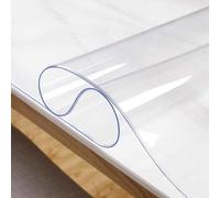 Ffsaacol Clear Rectangle Plastic Tablecloth Cover, Transparent PVC Table Cover Protector, Waterproof Transparent Table Mat, for Dining Room, Vinyl Table Pad Mat 1mm, 55x235cm/22x93in