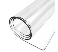Ffsaacol Clear Table Cover Protector, Plastic Table Cloth Desk Protector Mat Waterproof, Anti-Slip for Office, Restaurant Transparent PVC Tablecloth 1.5mm, 85x165cm/33x65in