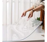 Ffsaacol Clear Table Cover Protector, Rectangular PVC Tablecloth Protector, Oilproof, Waterproof, Wipeable Clear Table Cover for Dining Table, Plastic PVC Tablecover 1.5mm,30x30cm/12x12in