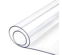 Ffsaacol Transparent Rectangular Vinyl Desk Pad, PVC Plastic Table Cover Transparency: 99%, Clear Rectangular Tablecloth Protector, for Table, Desk, Coffee Table 1.5mm, 30x235cm/12x93in