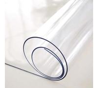 Ffsaacol Transparent Thick Vinyl Table Cover Protector, Clear Table Protector Plastic PVC Desk Protector, Rectangle Waterproof Plastic Table Cover for Kitchen 1.5mm, 60x250cm/24x98in