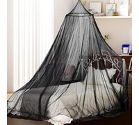 FFTANXS Mosquito Net for Bed,Adult Black Tulle Canopy Bed,Universal Double Princess Round Dome Tulle Fabric Mosquito Net Outdoor Travel Foldable,Para Single/Double Child Bed