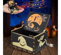 FFTANXS Nightmare Before Music box,Nightmare Before Christmas Hand Crank Music Box,Gothic Gifts Wooden Music Box Suitable for Halloween,Music Box Playing Melody THIS NIGHTMARE BEFORE CHRISTMAS