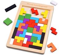 FFTROC Wooden Puzzles for Kids Ages 4-8, 8-10, Thick Colorful Russian Blocks 3D and Tangram Puzzle, STEM Intelligence Toys, Educational Gift for Toddlers 3