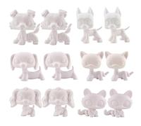 FFTYAOPB Mini Pet Shop 12pcs White Base,Custom White Mold Blank Base Collie Shorthair Cat Great Dane Dachshund Cocker Spaniel Crouching Cat DIY Design Paint Animals Figure Toys for Kids