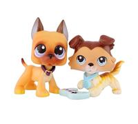 FFTYAOPB Mini Pet Shop 2PCS Cartoon Animal Figurines,Collie #58 Great Dane #244 with Necklace Game Console Accessories,Ideal Present for Halloween,Christmas,Birthday and More Festivel