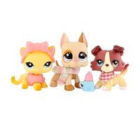 FFTYAOPB Mini Pet Shop 3PCS Little Cat Dog Set,Red Collie #1262 Great Dane #1647 Yellow Shorthair Cat #339 with DIY Decor Accessories,Bobble Head Cartoon Animal Figurnies