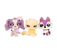 FFTYAOPB Mini Pet Shop Cat Dog Figurine Toys Sets,Cocker Spaniel Husky with Cute Bowknot Necklace Headwear and More Accessories,Bobble Head,Collectable Animal Figurinies Toy