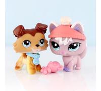 FFTYAOPB Mini Pet Shop Collie Fox Set,#58#2400 with Necklace Bear Hat Accessories,Collectible Imagination Birthday Christmas Halloween Present