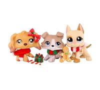 FFTYAOPB Mini Pet Shop Little Pets Christmas Set,Collie Shorthair Cat Dachshund Great Dane Cocker Spaniel Baby Husky with Christmas Hat Scarf Gingerbread Man & More Accessories (3)