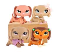 FFTYAOPB Mini Pet Shop Toys Set,4pcs Dachshund #2046#909#675#932 Little Wiener Dog Figures Pet Toy with Accessories