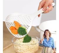 FFUWERG Large Scoop Colander Strainer, Skimmer Slotted Spoon Scoop Thermoplastic Colander Strainer Shovel, Cooking Utensils for Kitchen Cooking Baking Heat Resistant (White)