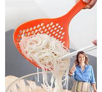 FFUWERG Large Scoop Colander Strainer, Skimmer Slotted Spoon Scoop Thermoplastic Colander Strainer Shovel, Cooking Utensils for Kitchen Cooking Baking Heat Resistant (Orange)