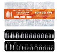 FFWTPY 1100 Pcs Fake Nails, 2 Sets of 550 Pcs Each, Transparent Press On Nails, Square & Almond Shaped, Gel Style, Solid Pattern, Plastic Material, False Nails Kit