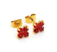 FFWTPY 18k Gold Clover Stud Earrings Crystal Gemstone Jewelry Small Dainty Elegant Premium Hypoallergenic Women Accessories