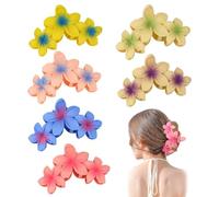 FFWTPY 6 Pieces Women's Floral Hair Clips Large Strong Hold Hawaiian Plumeria Tropical Flower Shape Non-Slip Hair Accessories for Women Elegant