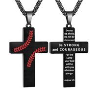 FFWTPY Baseball Stitch Cross pendant Necklace Inspirational Scripture Chain Jewelry Religious Statement Accessory Men Necklace