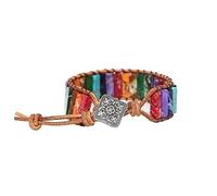 FFWTPY Bead Bracelet for Womens Men Colourful Stone Chakra Bracelet Adjustable Boho Braided Jewellery Imperial Jasper Gemstone Natural Lava Rock Lucky Charm