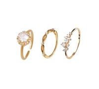 FFWTPY Elegant Cubic Zirconia Stackable Rings Set Adjustable Dainty Halo Twisted Band Crystal Statement Jewelry Women Accessories