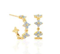 FFWTPY Floral Cubic Zirconia Hoop Earrings Cshape Clover Stud Earrings Elegant Gemstone Jewelry Women Accessories