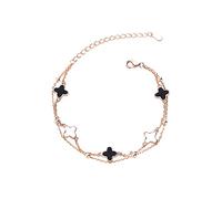 FFWTPY Four-Leaf Clover Bracelet For Women S925 Silver Sterling Bracelets Rose Gold Chain Bracelet Adjustable Peacock Jewelry Gifts for Girl Her Wife Mum