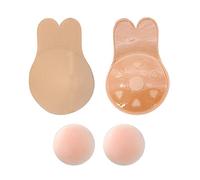 FFWTPY Women Invisible Adhesive Bra Strapless Bra Push Up Stick On Nipplecovers Backless Sticky Lift Tape Reusable Nipple Cover for Evening Dress (C/D)