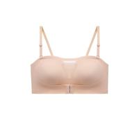 FFWTPY Women Strapless Front Buckle Lift Bra Removable Padded Bandeau Bra Seamless Wirefree Invisible Push Up Bralette Tube Tops Underwear with Convertible Bra Straps Beige, 36B