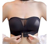 FFWTPY Women Strapless Front Buckle Lift Bra with Removable Padded Bandeau, Seamless, Wirefree, Invisible Push Up Bralette Tube Tops Underwear in Black
