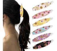 FFWTPY Women's 6-Piece Flat Hair Clips Set, Colourful Floral Pattern Hair Clips, Hair Clip for Thin Hair, French Clip, Banana Shape, Hair Accessories for Girls and Women, Set A