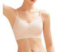 FFWTPY Women's Backless Bra Slightly Padded Camisole Bralettes No Underwire Multiway with Convertible Straps Full Coverage for Low Back Dress Wedding Beige