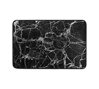 FFY Go Bath Mat, Black Marble Pattern Print Non-Slip Anti Mould Easy Dry Doormat Rug for Shower Room Bathroom Door Indoor Outdoor 23 x 15 inch
