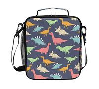 FFY Go Boys Dinosaur Lunch Bags Cute Dino Pterosaur Navy Large Insulated Lunch Box Tote Bag Cold Thermal Freezable Shoulder Strap for Kids Teen School Work