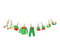 FFyhiinski Christmas Elf Clothesline Banner - 23P Elf's Laundry Line Decor, Merry Christmas Bunting Garland Felt Gathering Hanging Accessories for Xmas Party Home Door Fireplace Office Indoor Outdoor