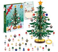 FFZZKJ Advent Calendar 2026 Kids with Lights 24 Days Countdown Wooden Christmas Tree with 30 Ornaments for Christmas Table Decoration, Christmas Decorations