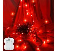 FFZZKJ Fairy Lights Battery Operated Waterproof String Lights with Timer 3M 30 LED Lights Battery Powered Outdoor Indoor for Christmas Decorations, Bedroom, Door, Window, Terrace, Party, Red