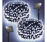 FFZZKJ Solar Lights Outdoor Garden Total 100LED 33FT Garden Lights Solar Powered Waterproof 8 Modes for Patio/Yard/Tree/Gazebo/Terrace/Party/Wedding, 16.4Ft*2 50LED*2 for Christmas - Cold White