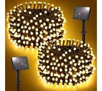 FFZZKJ Solar Lights Outdoor Garden Total 100LED 33FT Garden Lights Solar Powered Waterproof 8 Modes for Patio/Yard/Tree/Gazebo/Terrace/Party/Wedding, 16.4Ft*2 50LED*2 for Christmas - Warm White