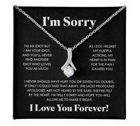 FG Family Gift Mall Im Sorry Gifts For Her, Apology Gifts For Her, I Love You I'm Sorry Gift, Giant Sorry Forgiveness Necklace with Message Card and Gift Box, Stainless Steel, Cubic Zirconia
