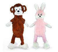 FGA MARKETPLACE Monkey-Pink Rabbit Flat NO Stuffing NO Squeak Plush Dog Toy, Funny Style Will Entertain Your Pet for Hours, Recommended for Small and Medium Dog 21 INCH Long