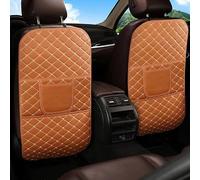 FGAITH 2 Pcs Leather Car Seat Anti Kick Mats for Mini Countryman (F60) 2017-2022, Car Back Seat Protector for Kids Waterproof Anti-Dirty Car Interior Accessories with Storage Pocket,G/BROWN