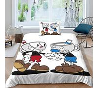 FGAITH Cuphead Duvet Cover 3D Cuphead Design Soft Comfortable Quilt Cover Breathable Quilt Cover Comforter Cover Girls Boys Bedding Set Single(135x200cm)
