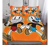 FGAITH Cuphead Duvet Cover, Kids 3D Bedding Set, Comforter Cover Ultra Soft Cuphead Quilt Cover for Girls, Boys And Teens, With Duvet Cover & Pillowcase Double(200x200cm)
