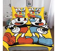 FGAITH Kids Duvet Cover Set 3D Printed Cuphead Bedding Set Duvet Cover with Zipper Closure for Kids Boys Teen Soft Microfiber Quilt Cover Double(200x200cm)