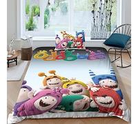 FGAITH Oddbods Duvet Cover, 3D Animation Print Bedding Set, Quilt Cover Set with Pillowcases Soft Microfiber Easy Care for Boys Girls Kids Bedroom Bed, Single（135x200cm）