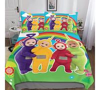FGAITH Teletubbies Bedding Duvet Cover Set Microfibre Comforter Cover 3D Print Quilt Cover with Set Pillowcases for Children, Adults with Hidden Zipper Closure Soft Double(200x200cm)