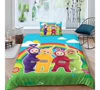 FGAITH Teletubbies Duvet Cover Sets Kids Bedding Sets Boys, Teletubbies Quilt Cover, Ultra Soft Microfiber, Hidden Zipper, with Pillowcase Bedroom Decor Single(135x200cm)