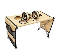 FGAQLUK Pet Grooming Hammock with Stand, Foldable for Small Dogs & Cats | Dog Cat Grooming Table, 15KG load capacity, Stainless Steel Frame, for Nail Trimming Washing Paw Care Joint Support(Brown)